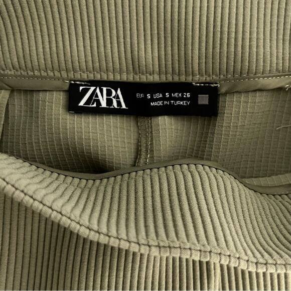 Zara Ribbed Olive Green Pull On Pant Size Small EUC - Picture 3 of 7